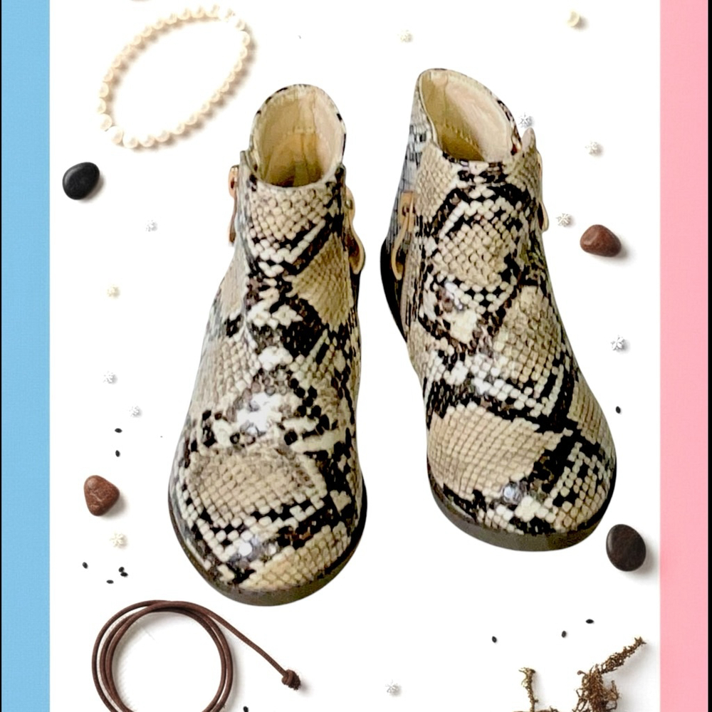 Lov Mark Python PU Double Zip Ankle Boots Infant Toddler Girls Size 6